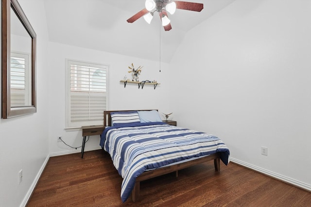 5729 New Castle Dr, Richardson, TX 75082 - bedroom featuring baseboards, wood finished floors, and vaulted ceiling