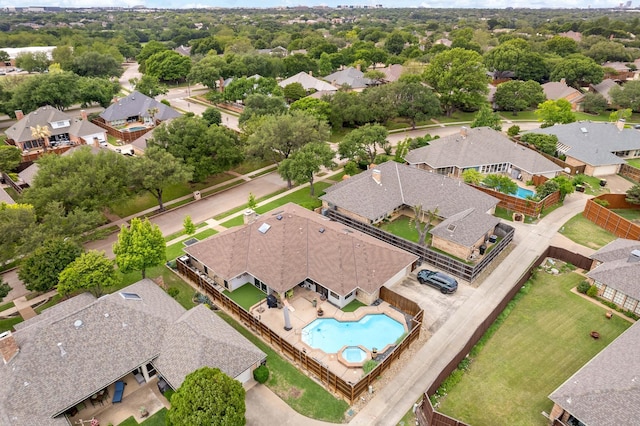 aerial view with a residential view