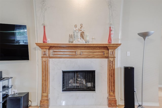 room details with a high end fireplace