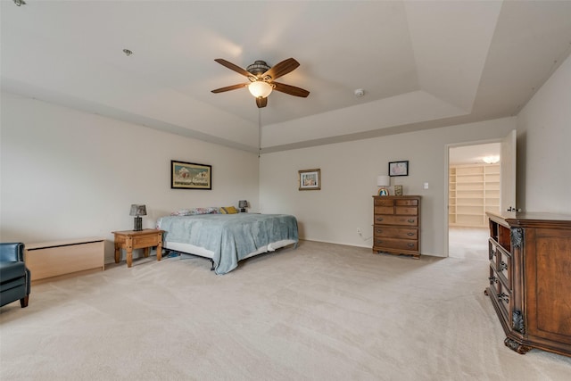 4312 Summer Star Ln, Fort Worth, TX 76244 - bedroom featuring ceiling fan, light colored carpet, and a raised ceiling