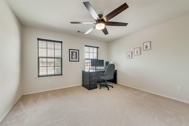 4312 Summer Star Ln, Fort Worth, TX 76244 - office with ceiling fan, visible vents, baseboards, and carpet