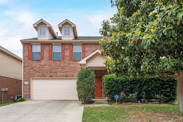 4312 Summer Star Ln, Fort Worth, TX 76244 - view of front of home featuring concrete driveway, brick siding, an attached garage, and central AC unit