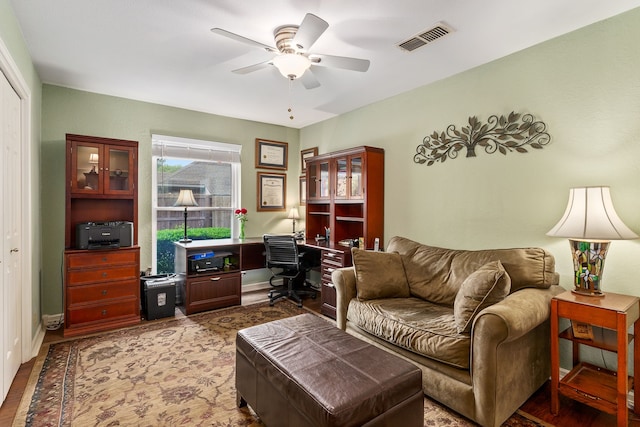 4705 El Salvador Ct, Arlington, TX 76017 - interior space featuring a ceiling fan, baseboards, visible vents, and wood finished floors