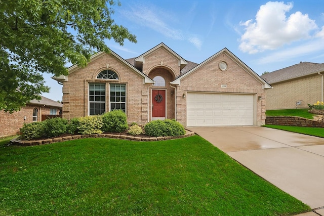 4833 Heber Springs Trl, Fort Worth, TX 76244 - view of front of house featuring a garage, brick siding, a front lawn, and driveway