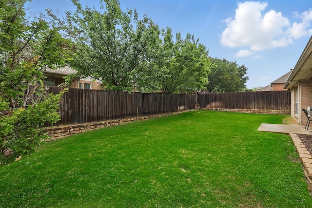 view of yard featuring a fenced backyard