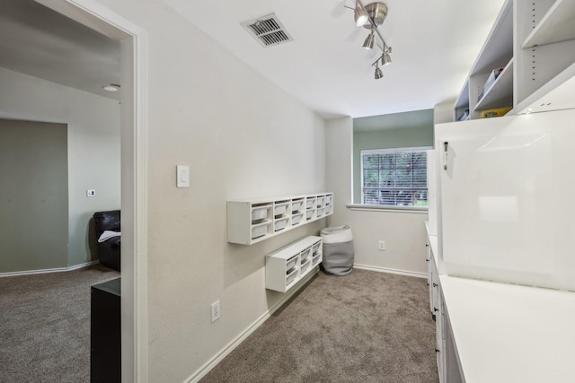 interior space featuring visible vents, baseboards, and track lighting