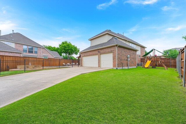 2131 Channel Islands Dr, Allen, TX 75013 - exterior space with fence, brick siding, a garage, a yard, and driveway