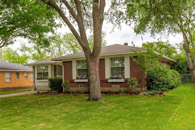 414 Jolee St, Richardson, TX 75080 - ranch-style house featuring brick siding, fence, and a front lawn