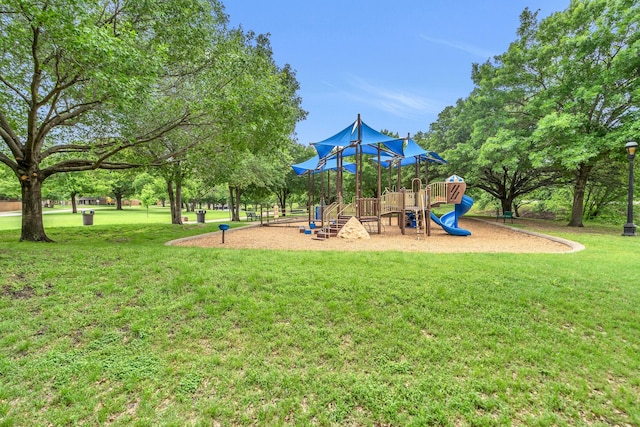 community playground with a lawn