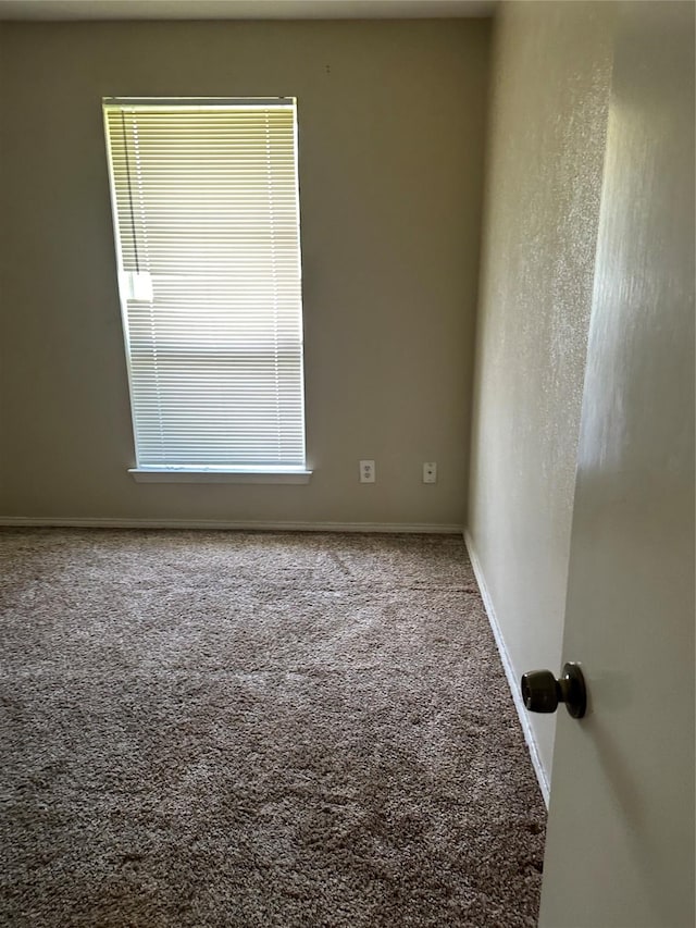 spare room featuring carpet floors and baseboards
