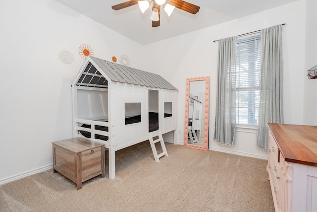 543 Islet Dr, Runaway Bay, TX 76426 - bedroom with light colored carpet and a ceiling fan