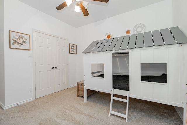 543 Islet Dr, Runaway Bay, TX 76426 - unfurnished bedroom featuring carpet flooring, a closet, and ceiling fan