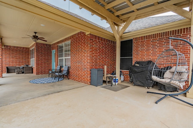 view of patio / terrace with ceiling fan