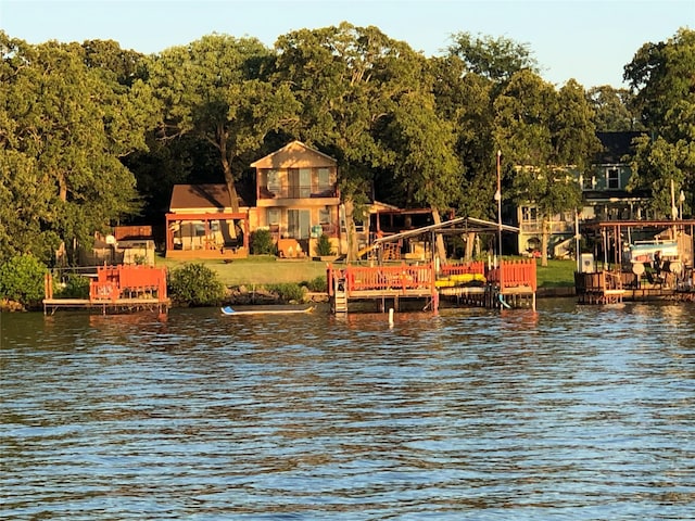 view of water feature featuring a dock
