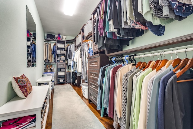 spacious closet with wood finished floors