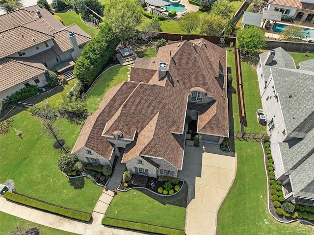 aerial view with a residential view