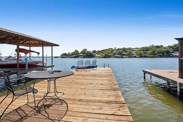 view of dock featuring a water view