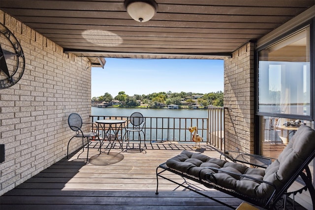 deck with a water view