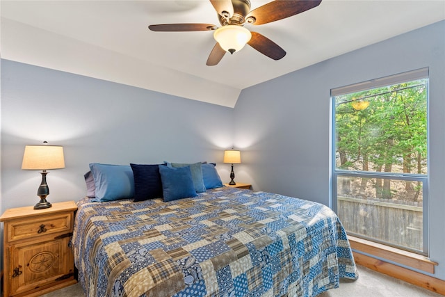 bedroom with carpet floors and ceiling fan