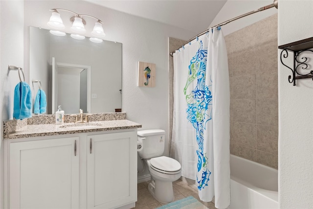 1521 Vintage Ln, Wylie, TX 75098 - bathroom with tile patterned flooring, toilet, vanity, and shower / bath combo