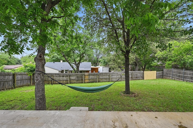 view of yard featuring a fenced backyard