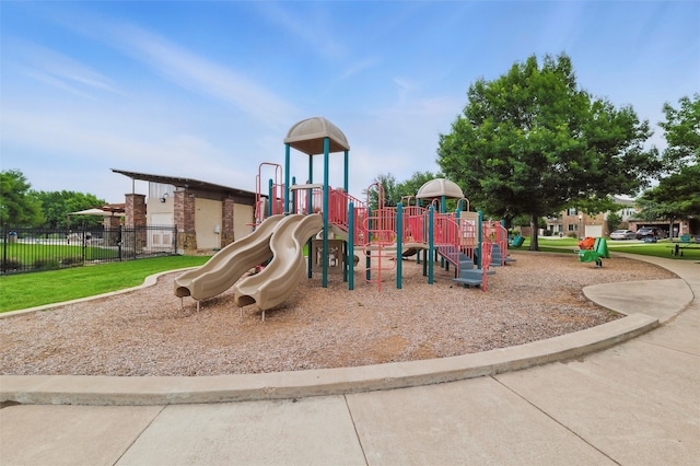community play area featuring fence