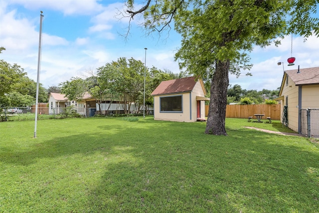 view of yard with a fenced backyard
