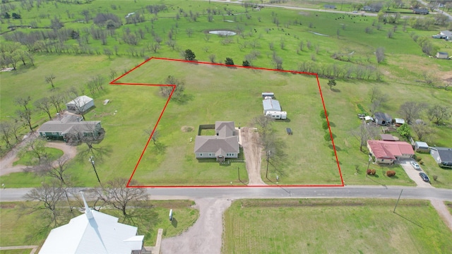 aerial view featuring a rural view