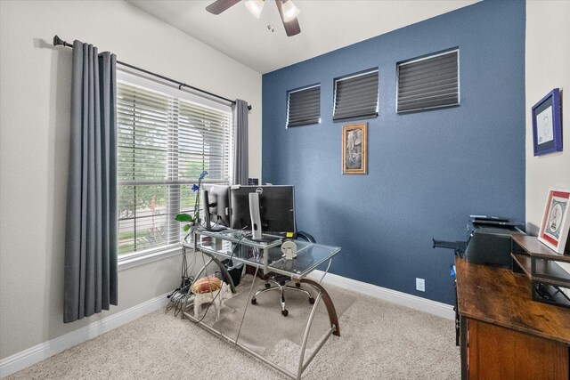 2114 Burke Dr, Princeton, TX 75407 - carpeted office space featuring baseboards and ceiling fan