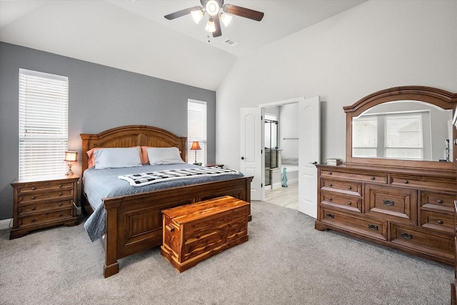 2114 Burke Dr, Princeton, TX 75407 - bedroom featuring multiple windows, light colored carpet, visible vents, and lofted ceiling