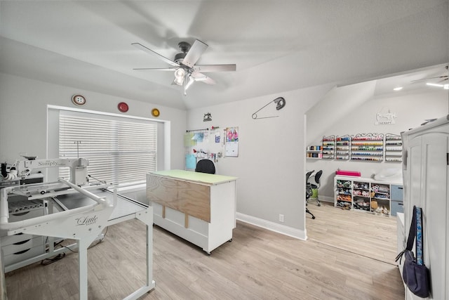 2114 Burke Dr, Princeton, TX 75407 - home office with baseboards, ceiling fan, and light wood-type flooring
