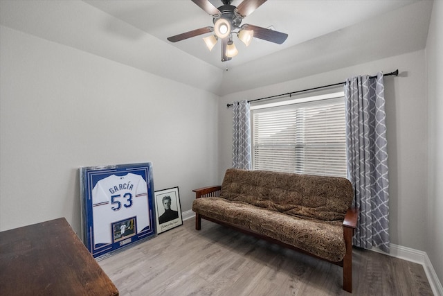 2114 Burke Dr, Princeton, TX 75407 - sitting room featuring baseboards, a ceiling fan, and wood finished floors