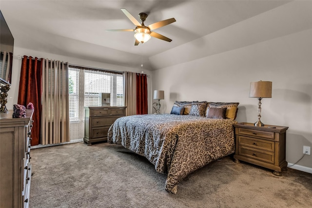 621 Hazeltine Rd, Red Oak, TX 75154 - bedroom with carpet flooring, baseboards, ceiling fan, and vaulted ceiling