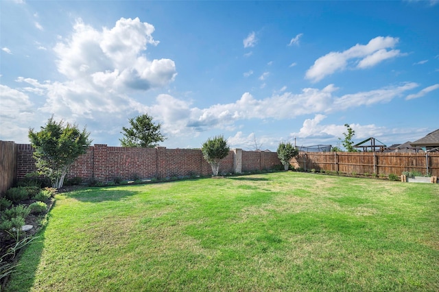 view of yard with a fenced backyard