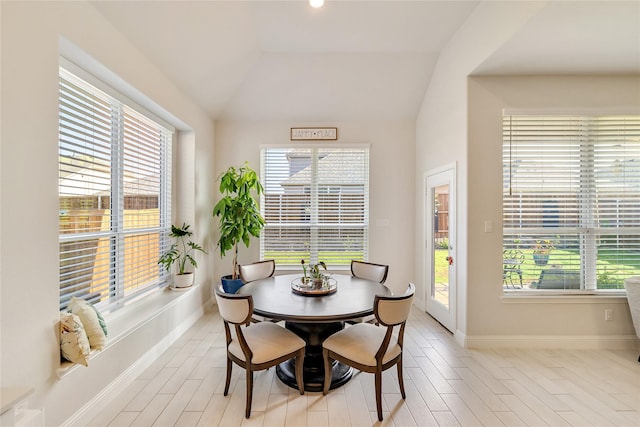 704 Fencerow Trl, Weston, TX 75009 - dining space with healthy amount of natural light, lofted ceiling, baseboards, and light wood-type flooring