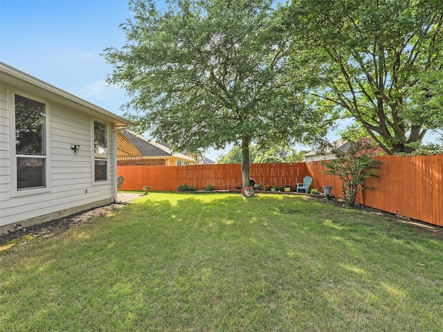 view of yard featuring a fenced backyard