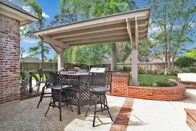 1123 Waters Edge Cir, Shreveport, LA 71106 - view of patio / terrace with a fenced backyard, outdoor dry bar, and an outdoor kitchen