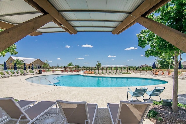 pool featuring a patio area