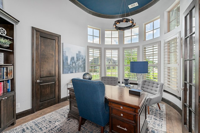 4241 Tranquility Ln, Prosper, TX 75078 - office area featuring wood finished floors and baseboards