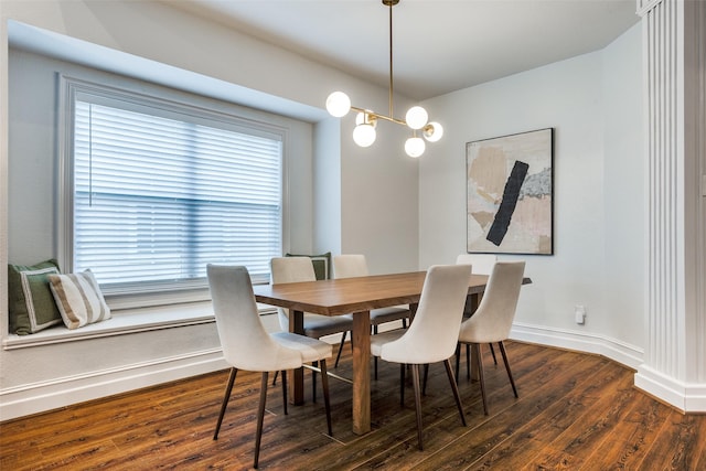 9816 Hedge Bell Dr, Mckinney, TX 75072 - dining room featuring dark wood-style flooring and baseboards