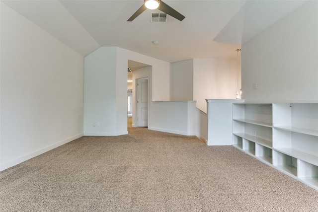 9816 Hedge Bell Dr, Mckinney, TX 75072 - unfurnished living room featuring baseboards, a ceiling fan, carpet flooring, and visible vents