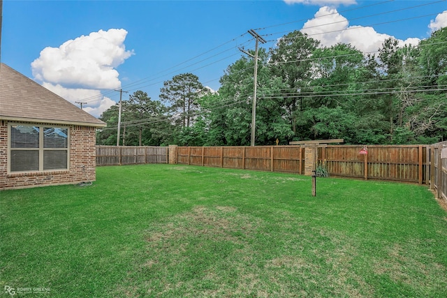 view of yard featuring a fenced backyard
