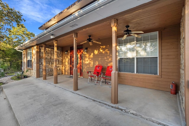 view of patio / terrace with a ceiling fan
