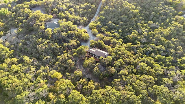 bird's eye view featuring a view of trees