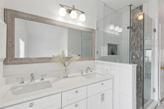 1406 Springmeadow Dr, Allen, TX 75002 - bathroom featuring a stall shower and double vanity