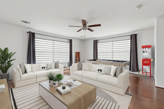 1406 Springmeadow Dr, Allen, TX 75002 - living room featuring ceiling fan and wood finished floors