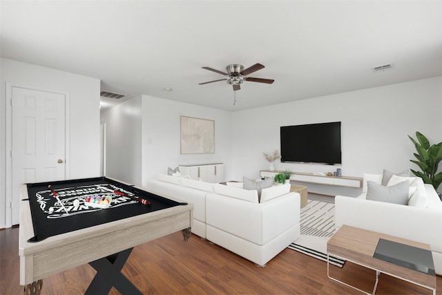 1406 Springmeadow Dr, Allen, TX 75002 - living room featuring wood finished floors and a ceiling fan