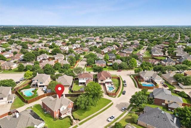 1406 Springmeadow Dr, Allen, TX 75002 - aerial view of residential area featuring a pool