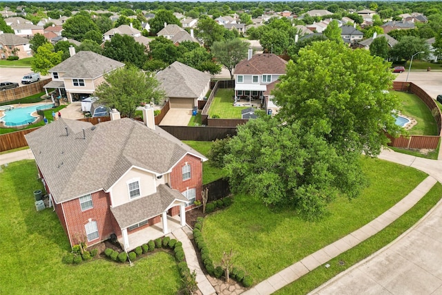 1406 Springmeadow Dr, Allen, TX 75002 - aerial perspective of suburban area with a pool