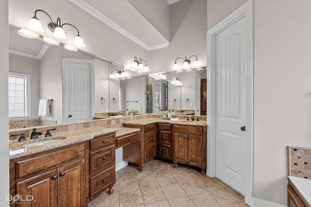 221 Cattail Trl, Benton, LA 71006 - bathroom featuring crown molding and vanity